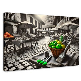 Foto 1 | Cuadro Blanco Y Negro Canvas Mercado Natural 90x60