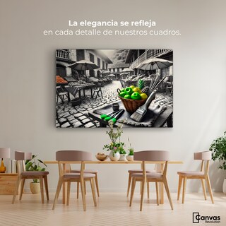 Foto 2 | Cuadro Blanco Y Negro Canvas Mercado Natural 90x60