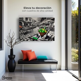 Foto 3 | Cuadro Blanco Y Negro Canvas Mercado Natural 90x60