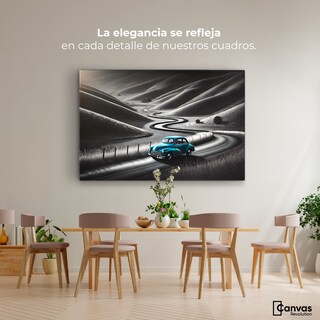 Foto 2 | Cuadro Blanco Y Negro Canvas Carretera Celeste 90x60