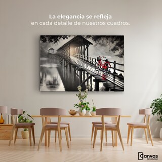 Foto 2 | Cuadro Blanco Y Negro Canvas Bicicleta En Muelle 90x60