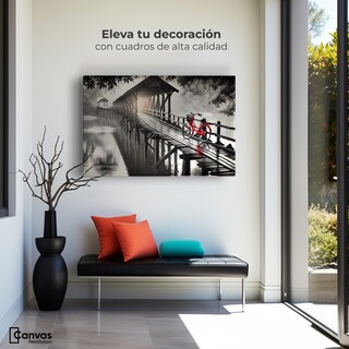 Foto 3 | Cuadro Blanco Y Negro Canvas Bicicleta En Muelle 90x60