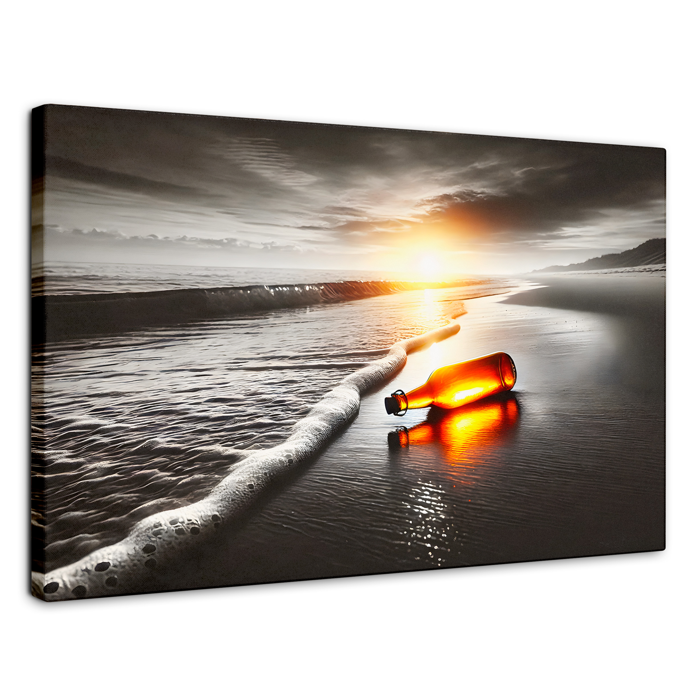Cuadro Blanco Y Negro Canvas Viento Y Cristal 90x60
