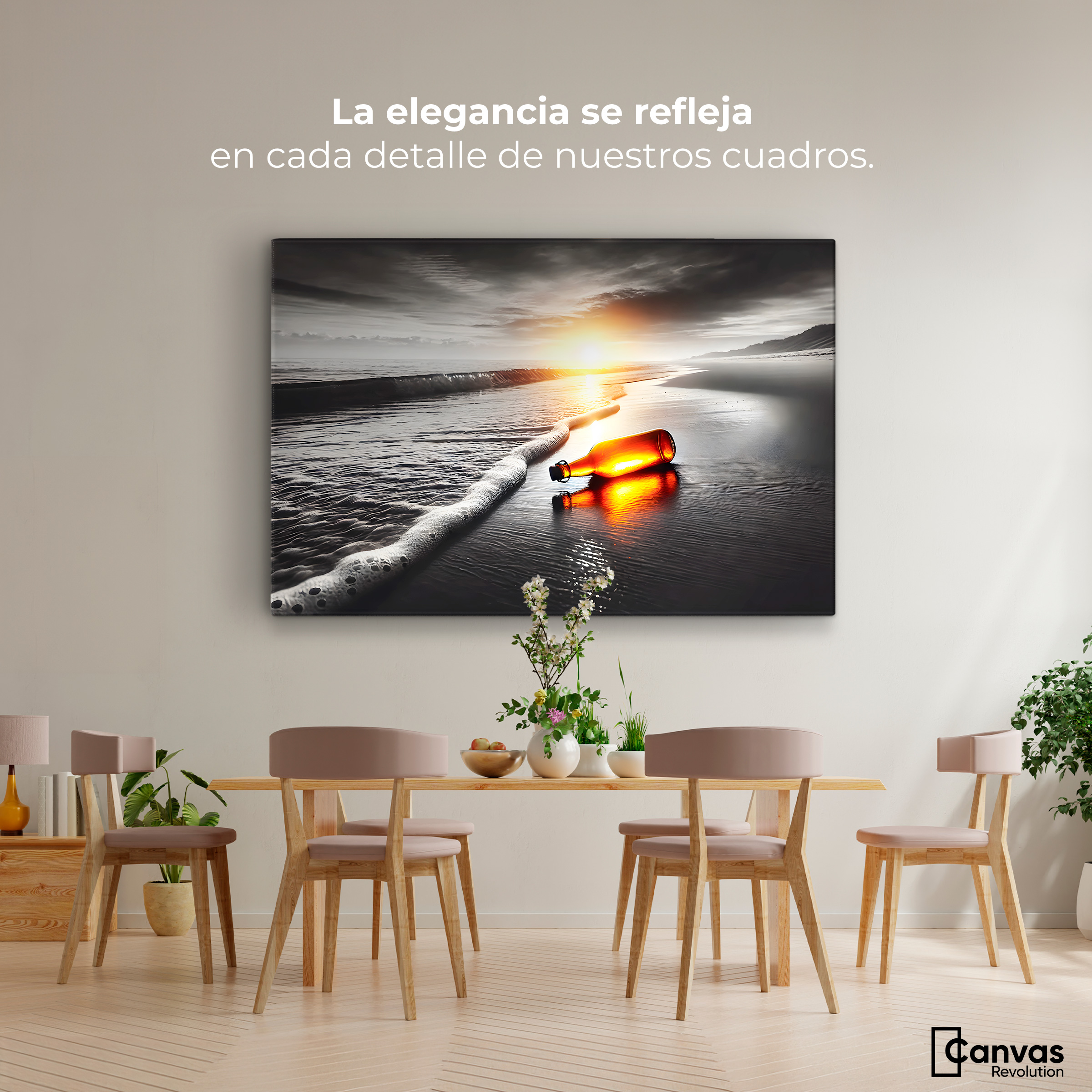 Foto 3 pulgar | Cuadro Blanco Y Negro Canvas Viento Y Cristal 90x60