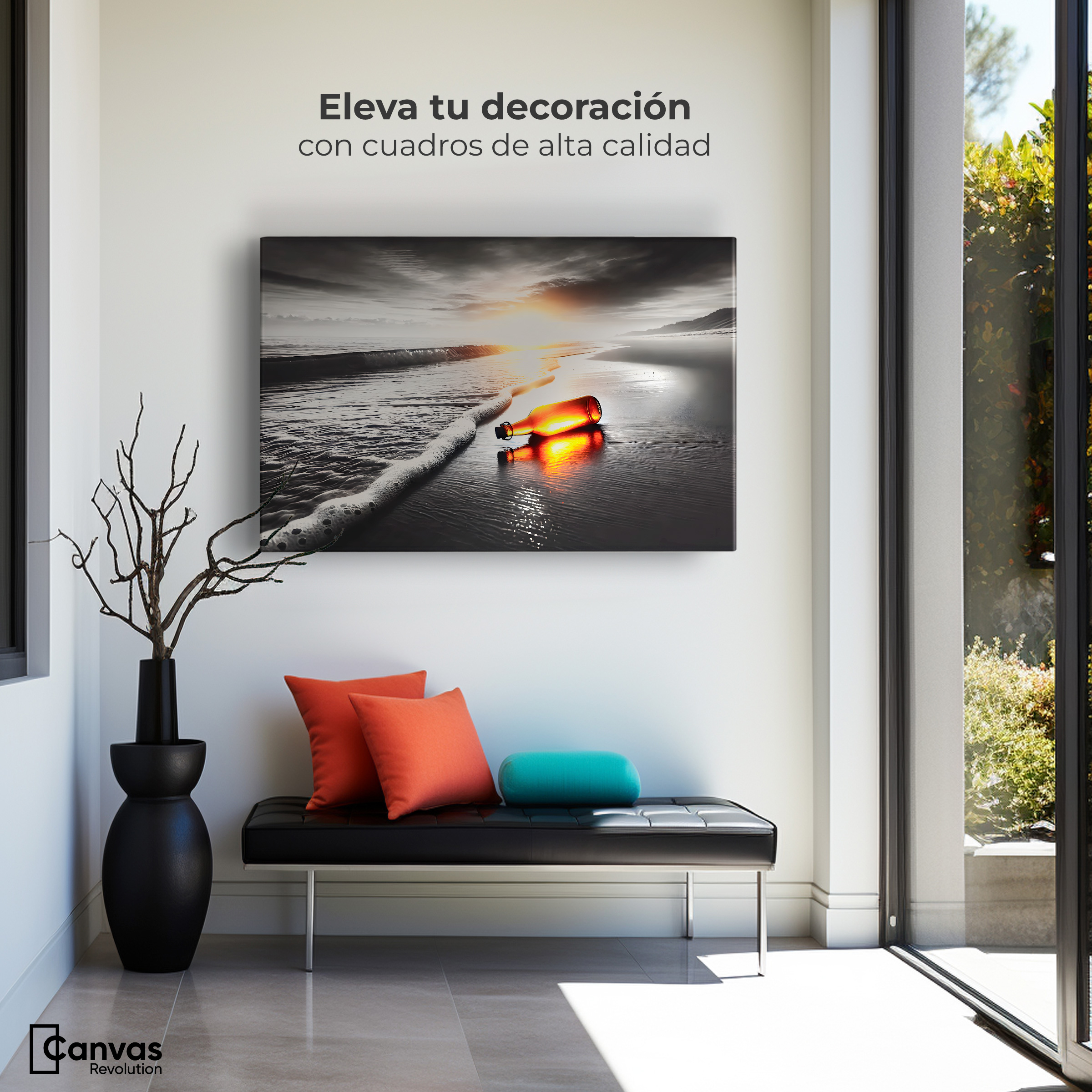 Foto 4 pulgar | Cuadro Blanco Y Negro Canvas Viento Y Cristal 90x60