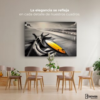 Foto 2 | Cuadro Blanco Y Negro Canvas Surf Al Amanecer 90x60