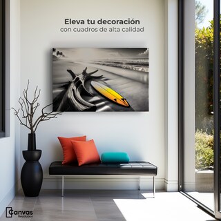 Foto 3 | Cuadro Blanco Y Negro Canvas Surf Al Amanecer 90x60
