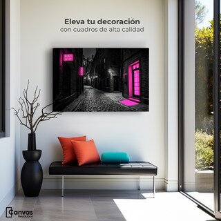 Foto 3 | Cuadro Blanco Y Negro Canvas Neón En La Noche 90x60