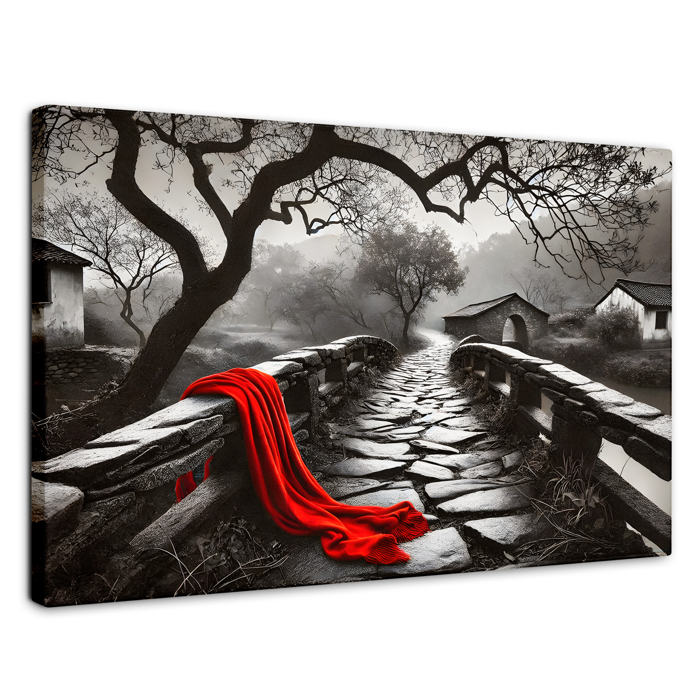 Cuadro Blanco Y Negro Canvas Puente De Pasión 90x60