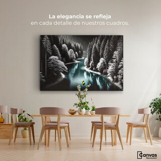 Foto 2 | Cuadro Blanco Y Negro Canvas Río De Esmeralda 90x60