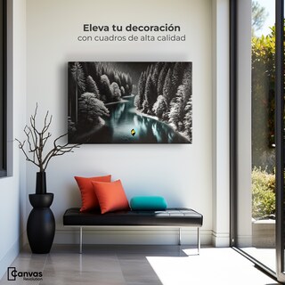 Foto 3 | Cuadro Blanco Y Negro Canvas Río De Esmeralda 90x60