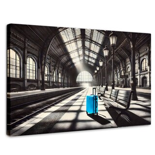 Foto 1 | Cuadro Blanco Y Negro Canvas Maleta En Espera 90x60