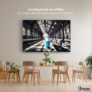 Foto 2 | Cuadro Blanco Y Negro Canvas Maleta En Espera 90x60