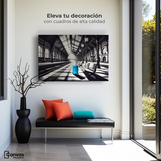 Foto 3 | Cuadro Blanco Y Negro Canvas Maleta En Espera 90x60