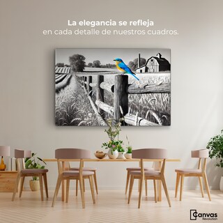 Foto 2 | Cuadro Blanco Y Negro Canvas Pájaro En Reposo 90x60