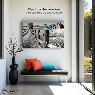 Foto 3 | Cuadro Blanco Y Negro Canvas Pájaro En Reposo 90x60