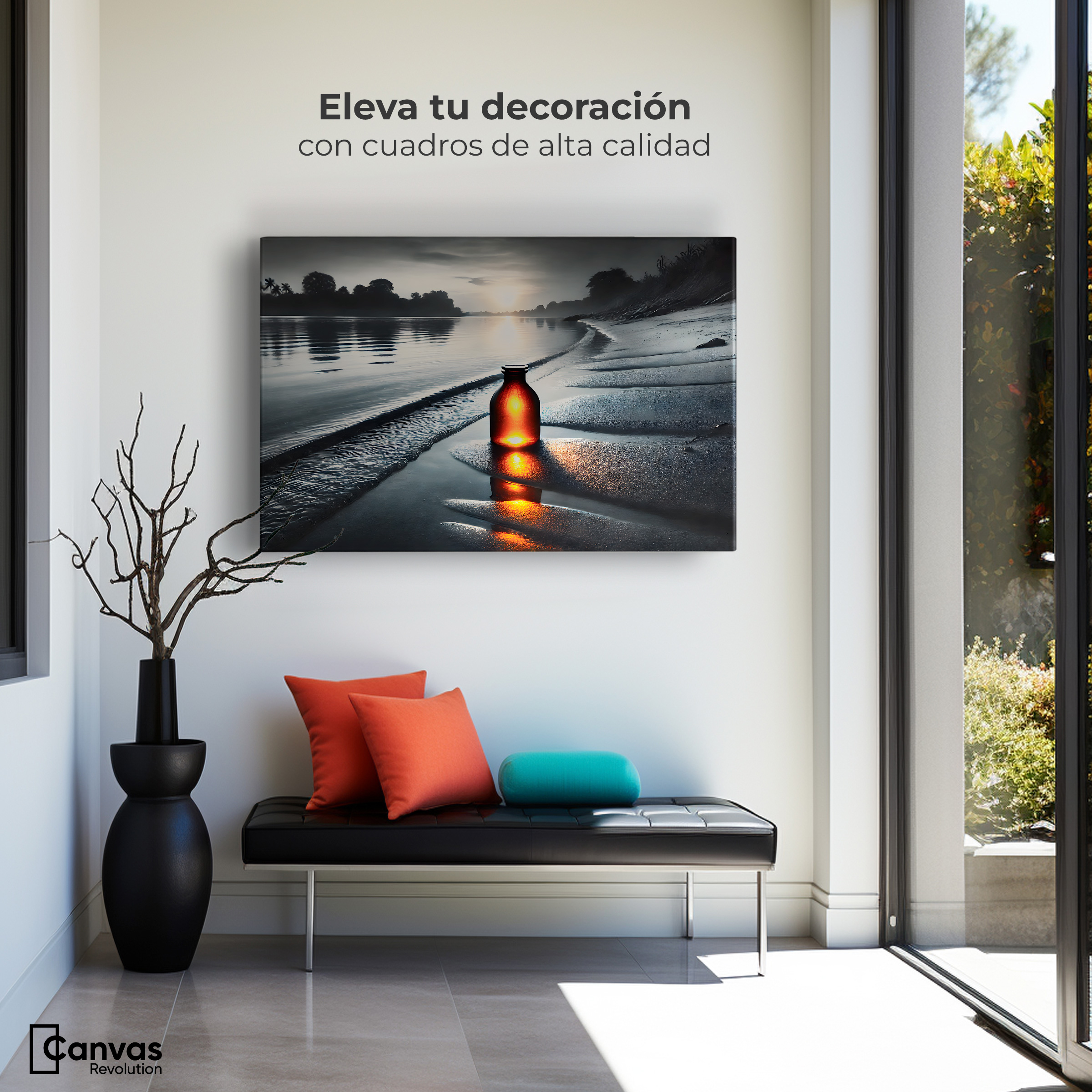 Foto 4 pulgar | Cuadro Blanco Y Negro Canvas Tesoro De Playa 90x60