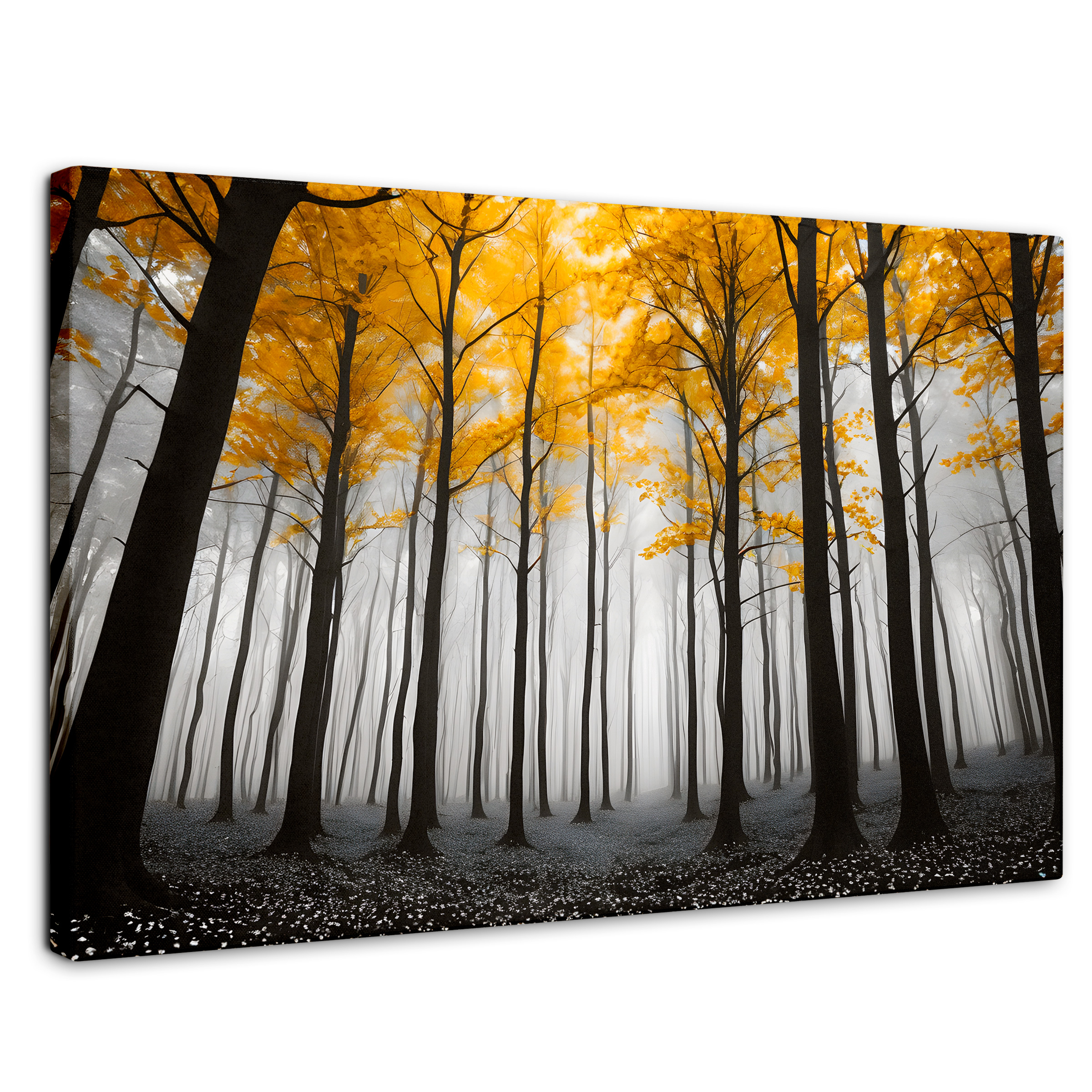 Cuadro Blanco Y Negro Canvas Amarillo Silente 90x60