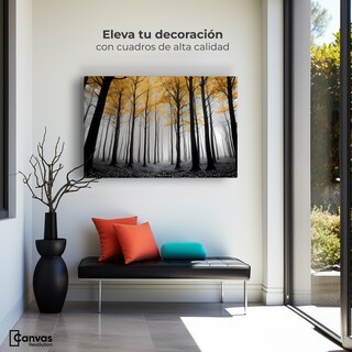 Foto 3 | Cuadro Blanco Y Negro Canvas Amarillo Silente 90x60