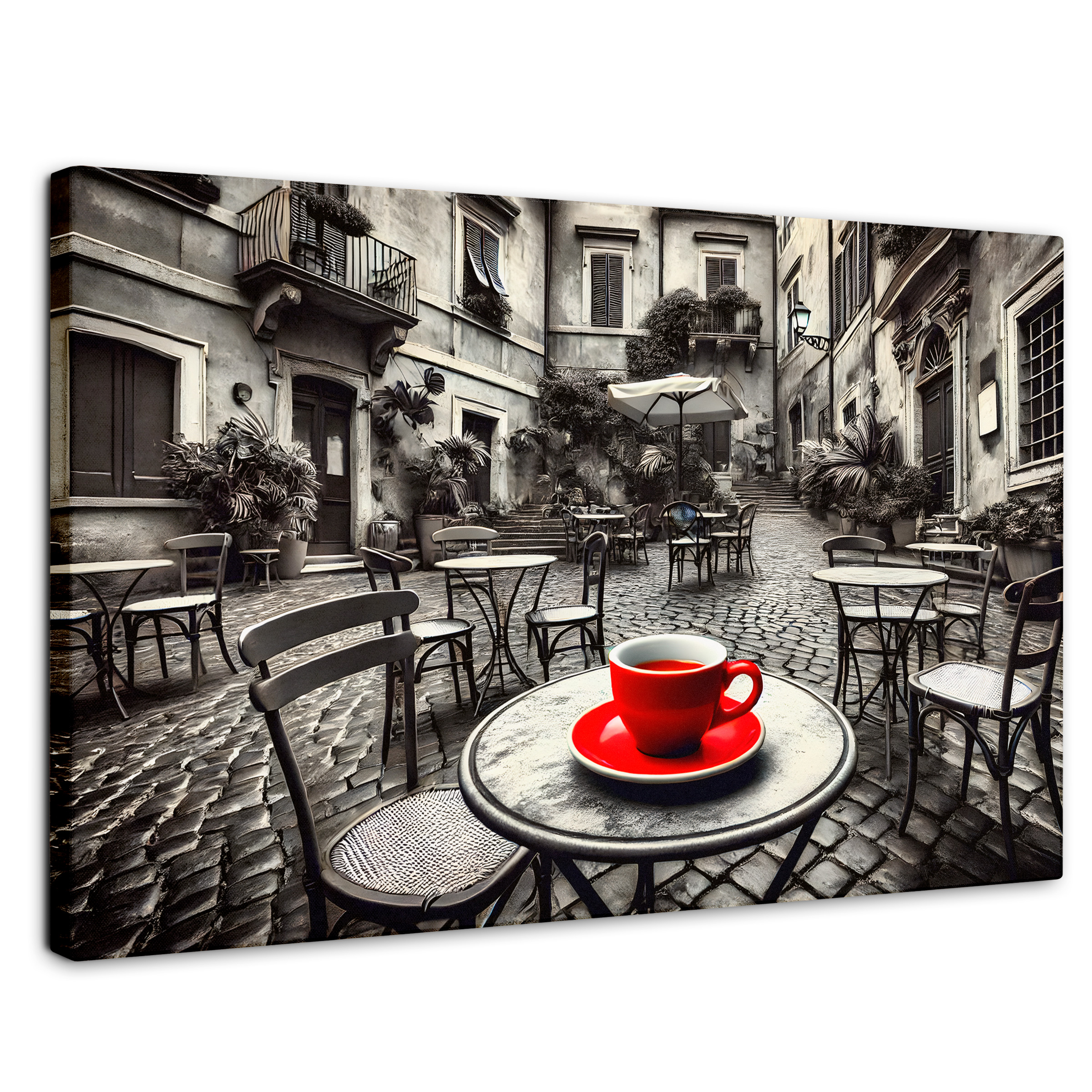 Cuadro Blanco Y Negro Canvas Café Y Silencio 90x60