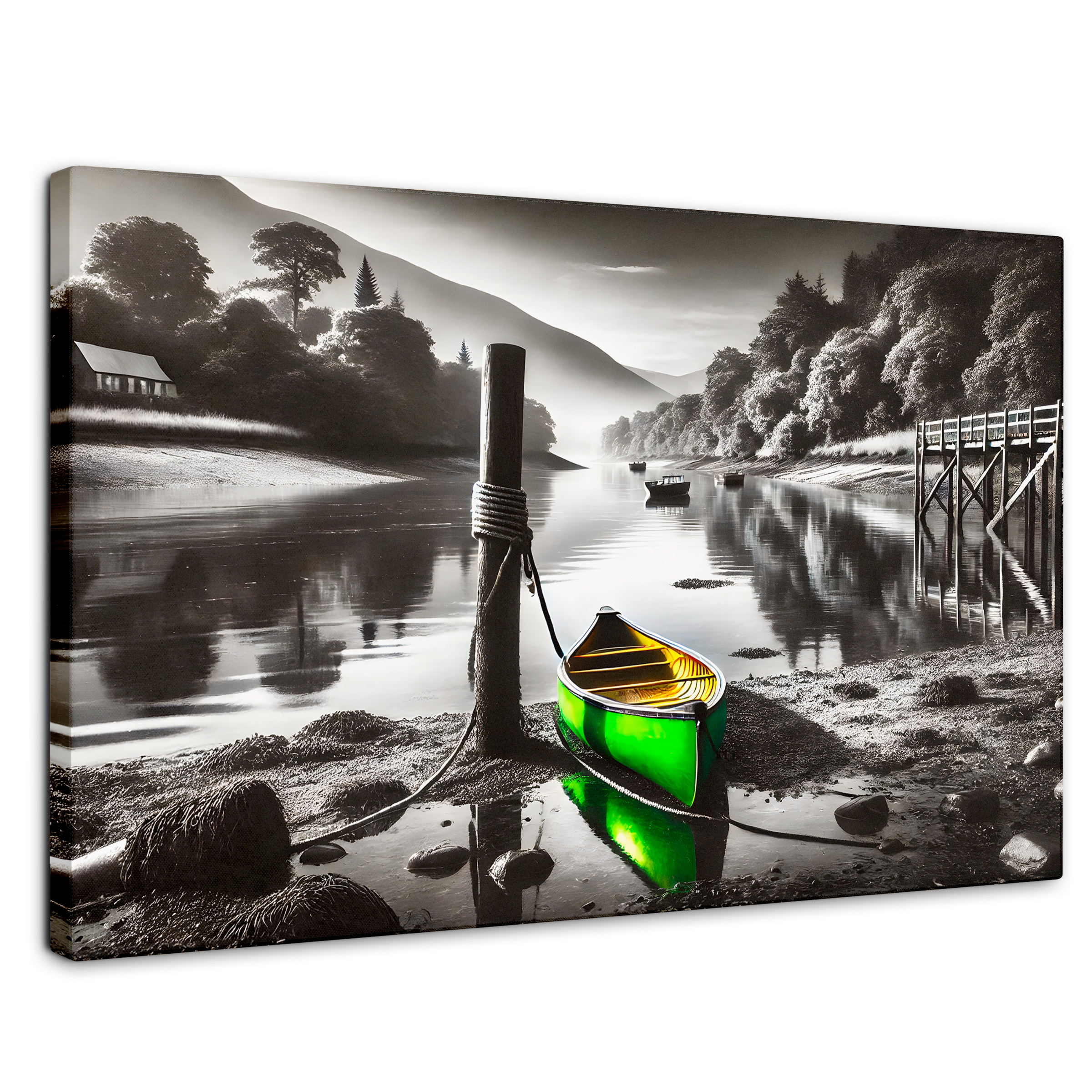 Cuadro Blanco Y Negro Canvas Rumbo Del Agua 90x60