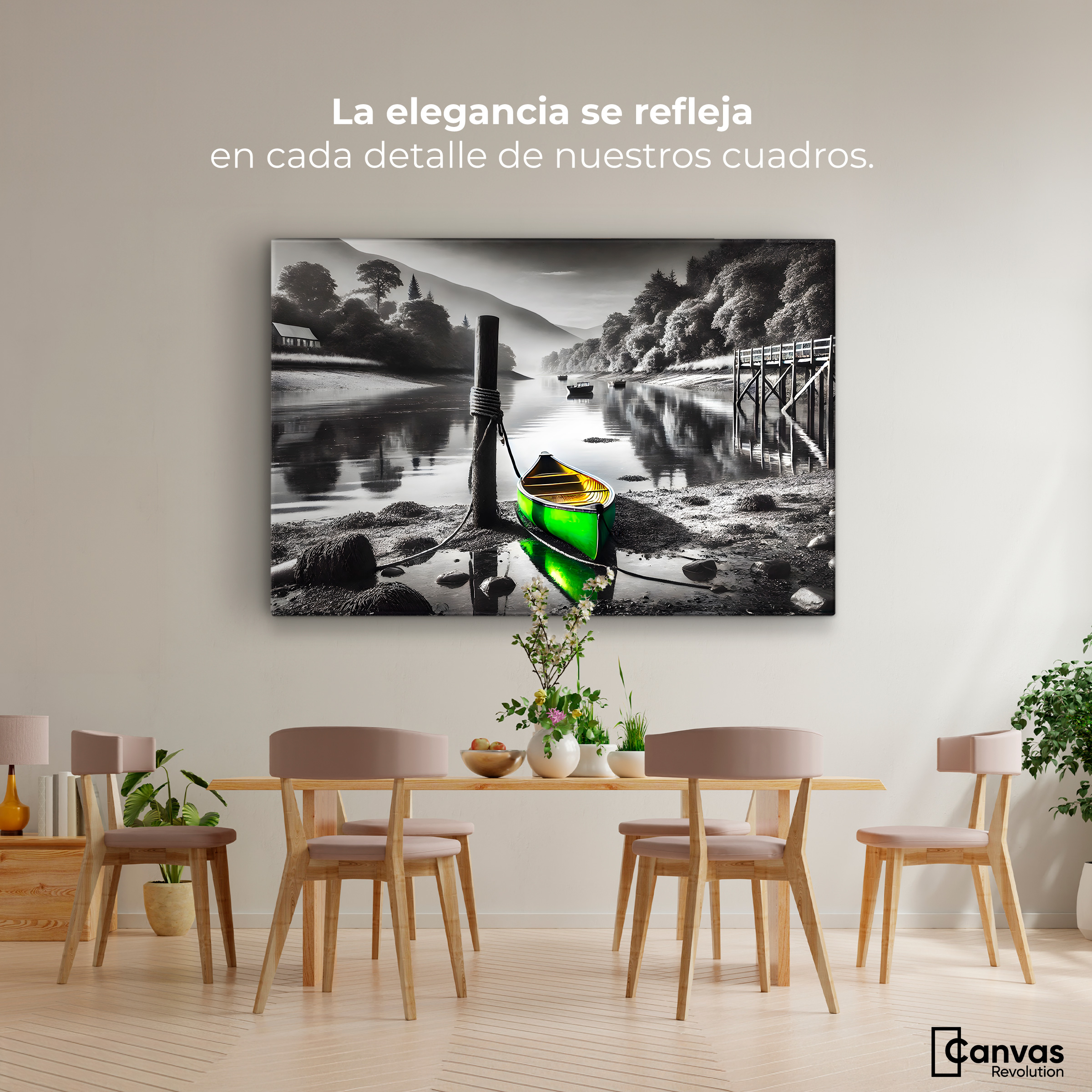 Foto 2 | Cuadro Blanco Y Negro Canvas Rumbo Del Agua 90x60