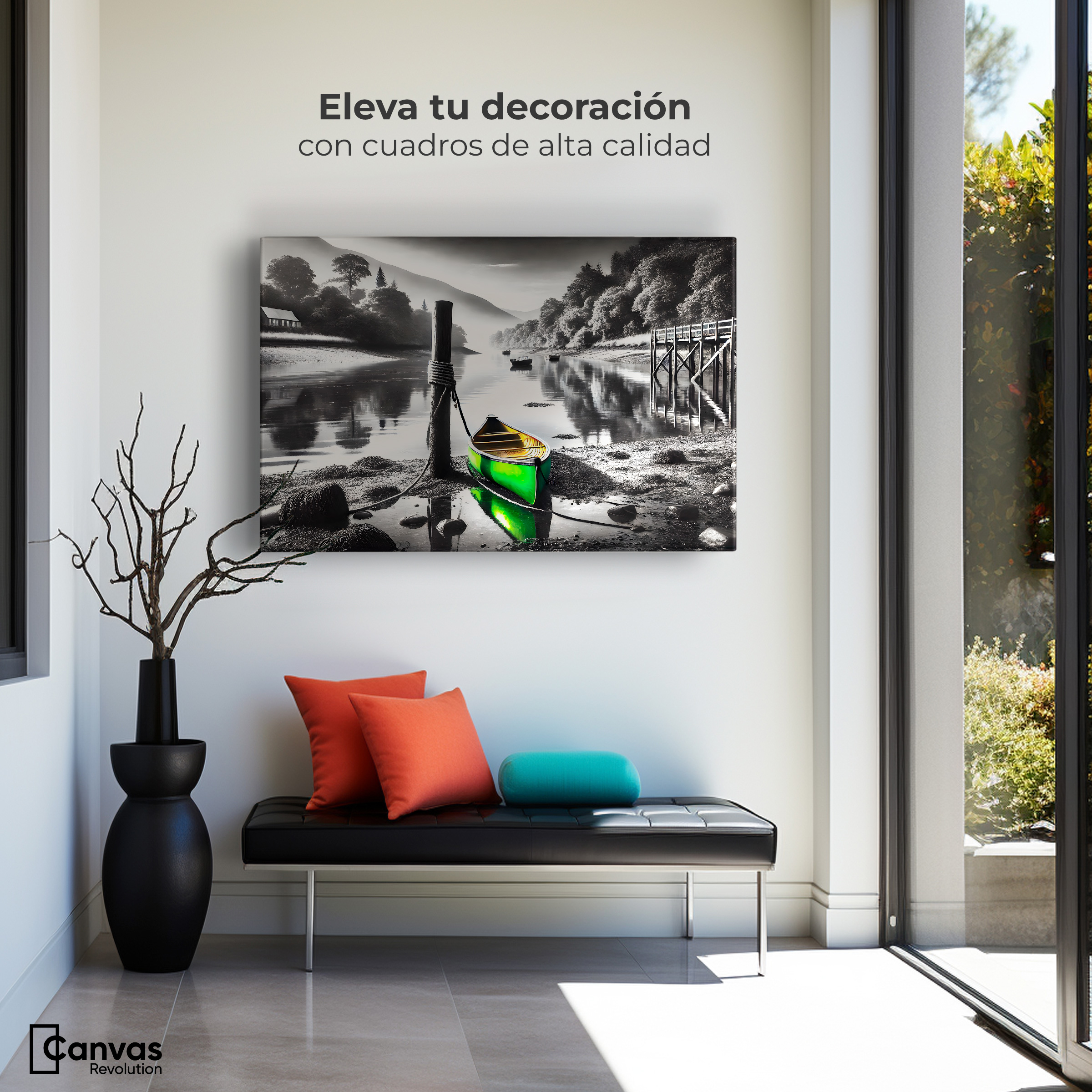 Foto 3 | Cuadro Blanco Y Negro Canvas Rumbo Del Agua 90x60