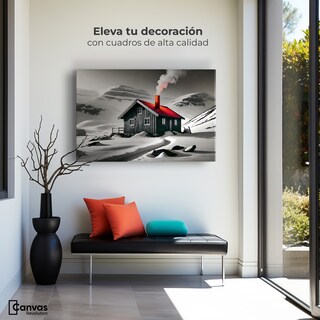Foto 3 | Cuadro Blanco Y Negro Canvas Techo En Fuego 90x60