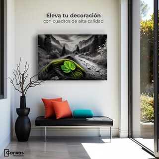 Foto 3 | Cuadro Blanco Y Negro Canvas Verde Silencio 90x60
