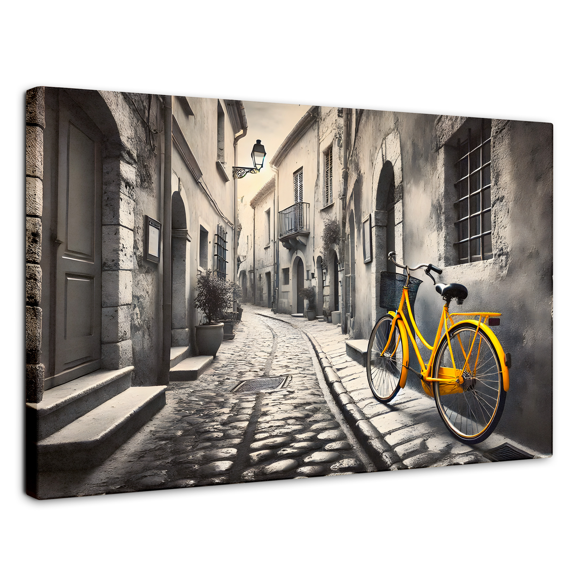 Cuadro Blanco Y Negro Canvas Callejón Amarillo 90x60