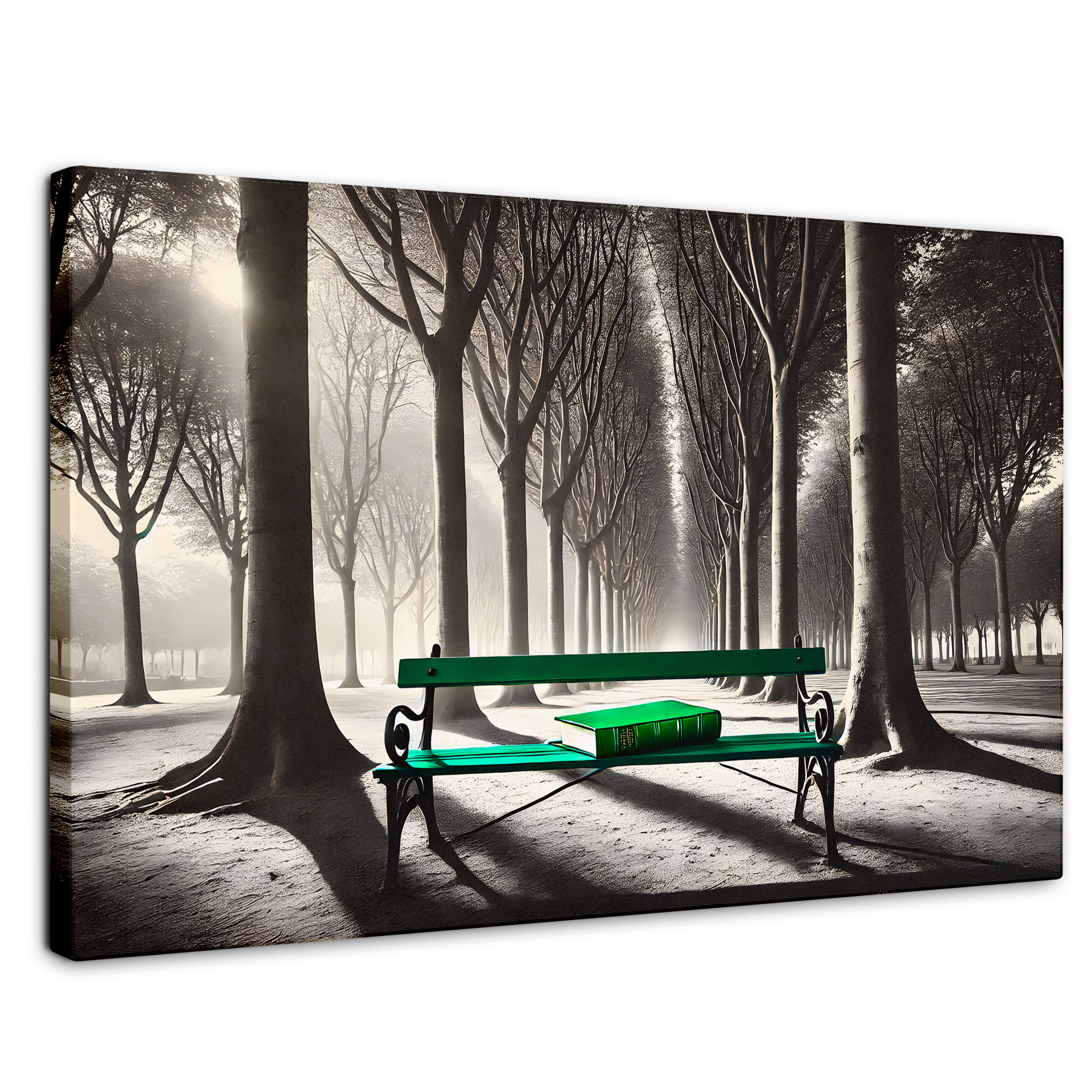 Cuadro Blanco Y Negro Canvas Verde Y Palabras 90x60