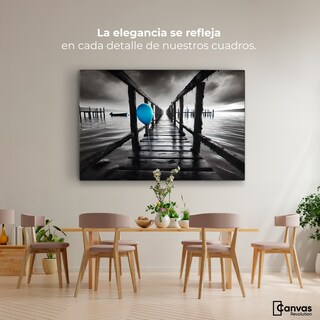 Foto 2 | Cuadro Blanco Y Negro Canvas Azul En El Muelle 90x60