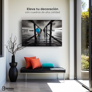 Foto 3 | Cuadro Blanco Y Negro Canvas Azul En El Muelle 90x60