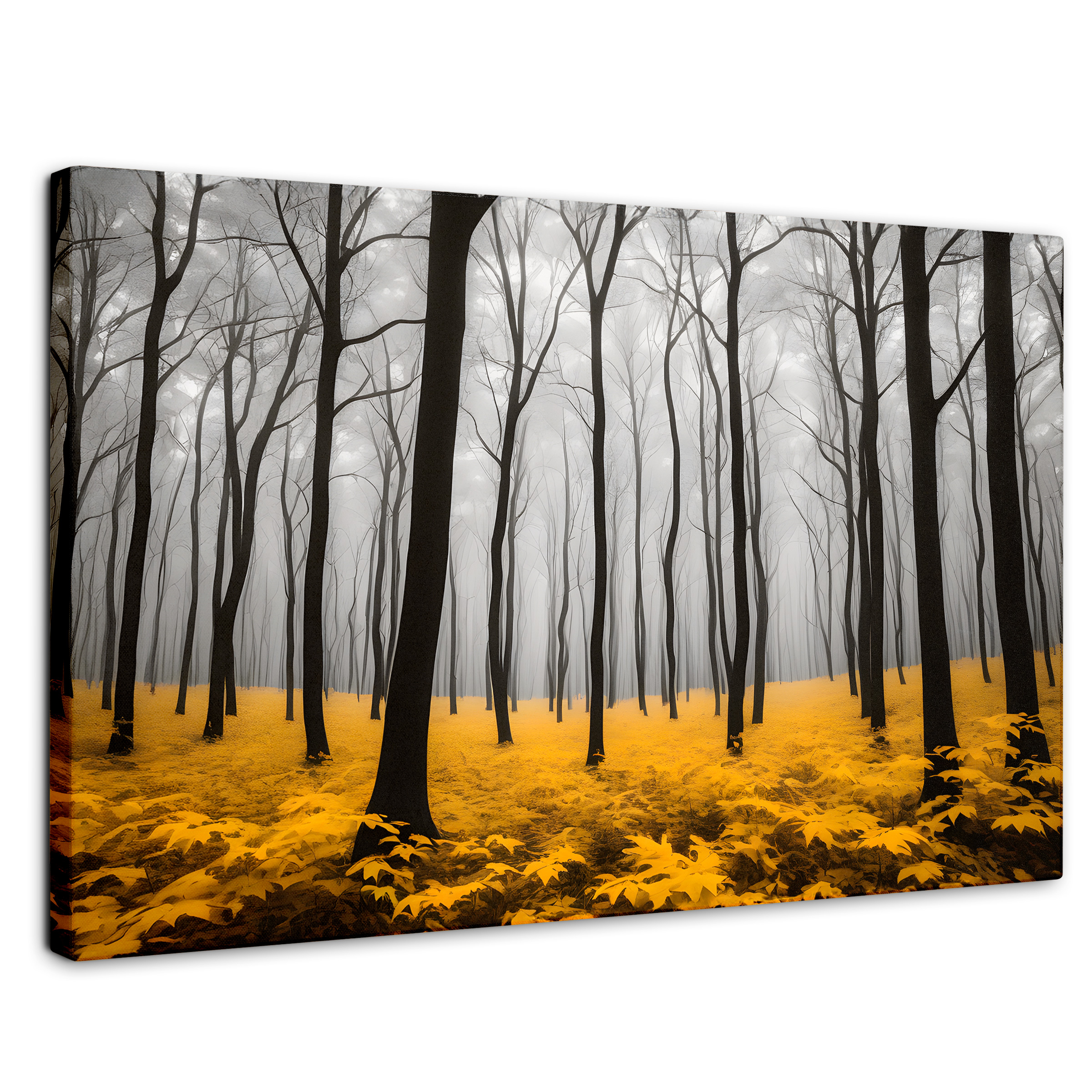 Cuadro Blanco Y Negro Canvas Amarillo Natural 90x60