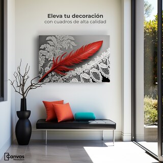 Foto 3 | Cuadro Blanco Y Negro Canvas Pluma Ardiente 90x60