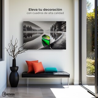 Foto 3 | Cuadro Blanco Y Negro Canvas Verde En El Lago 90x60