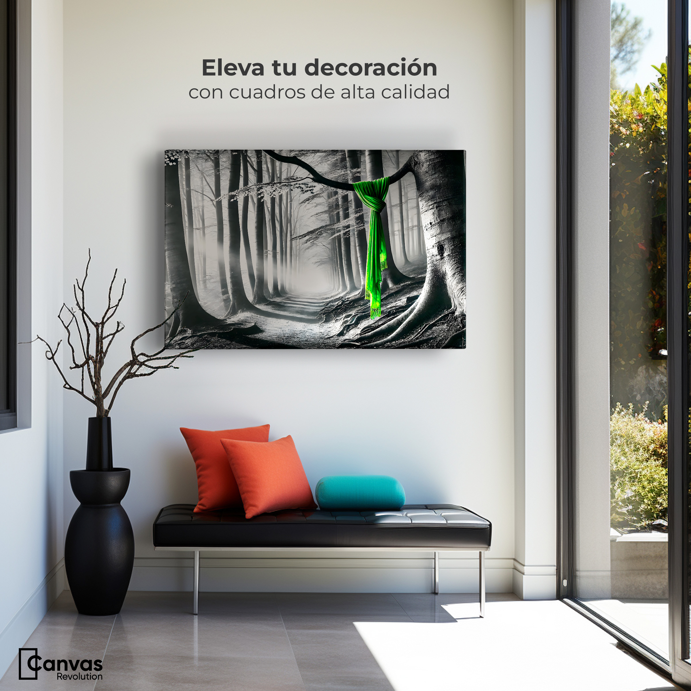 Foto 4 pulgar | Cuadro Blanco Y Negro Canvas Tela Del Bosque 90x60