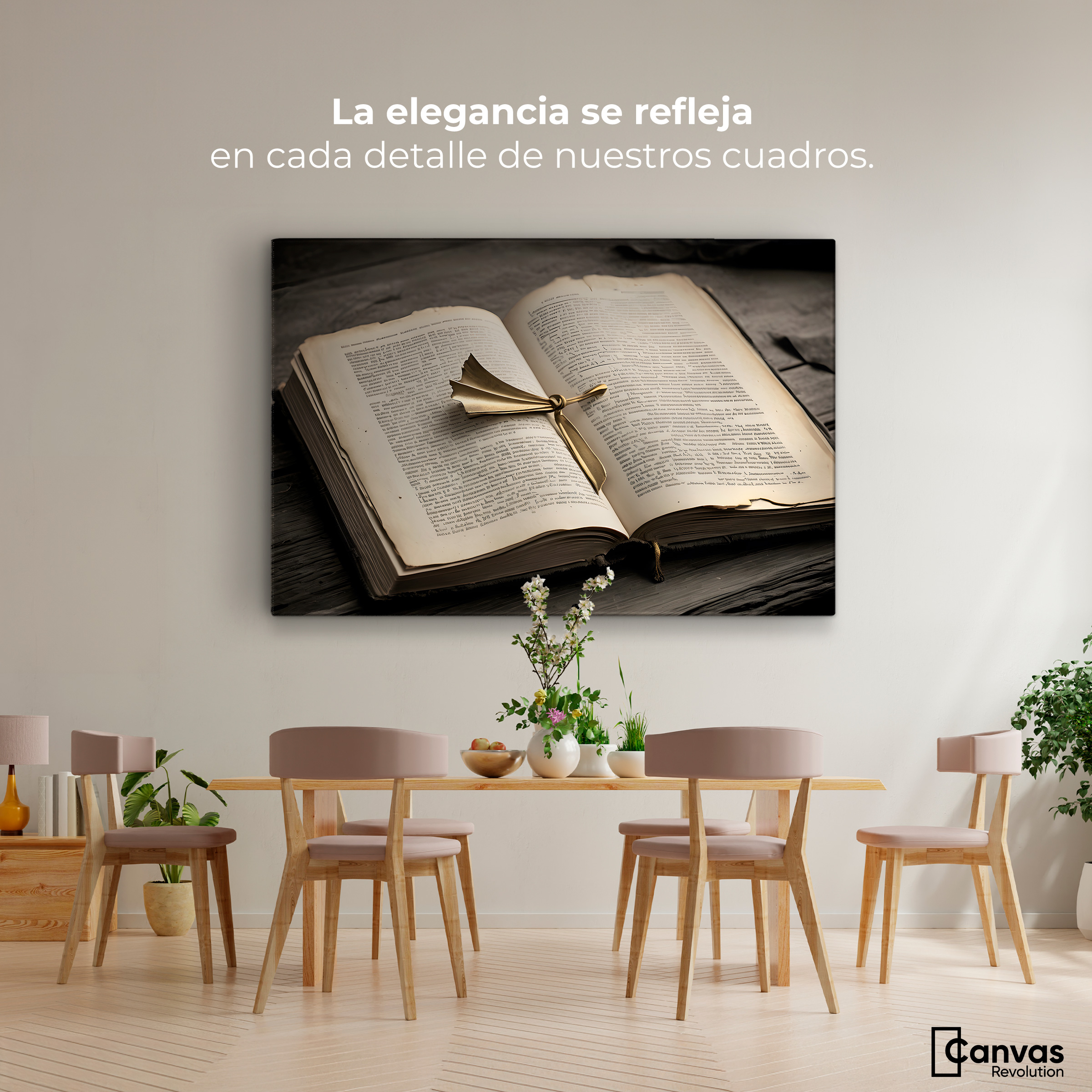 Foto 2 | Cuadro Blanco Y Negro Canvas Oro Entre Letras 90x60