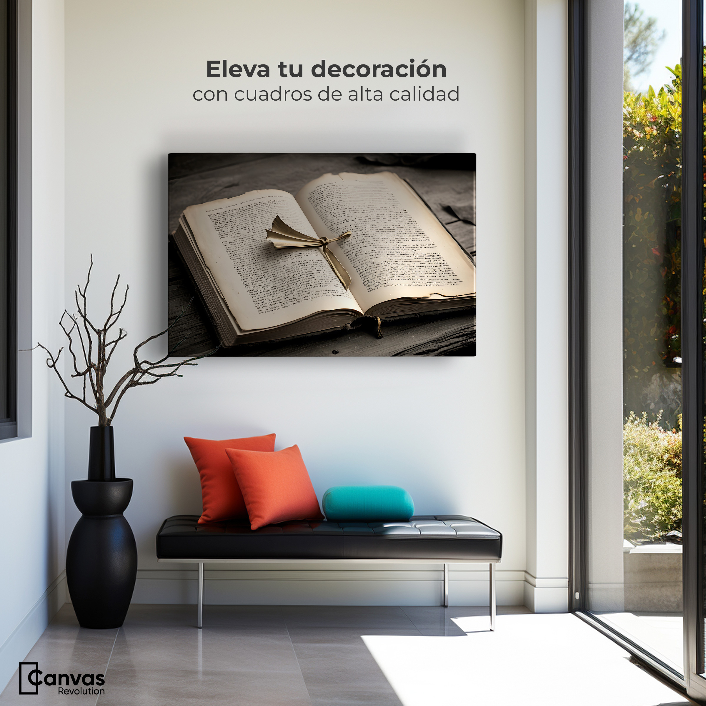 Foto 4 pulgar | Cuadro Blanco Y Negro Canvas Oro Entre Letras 90x60
