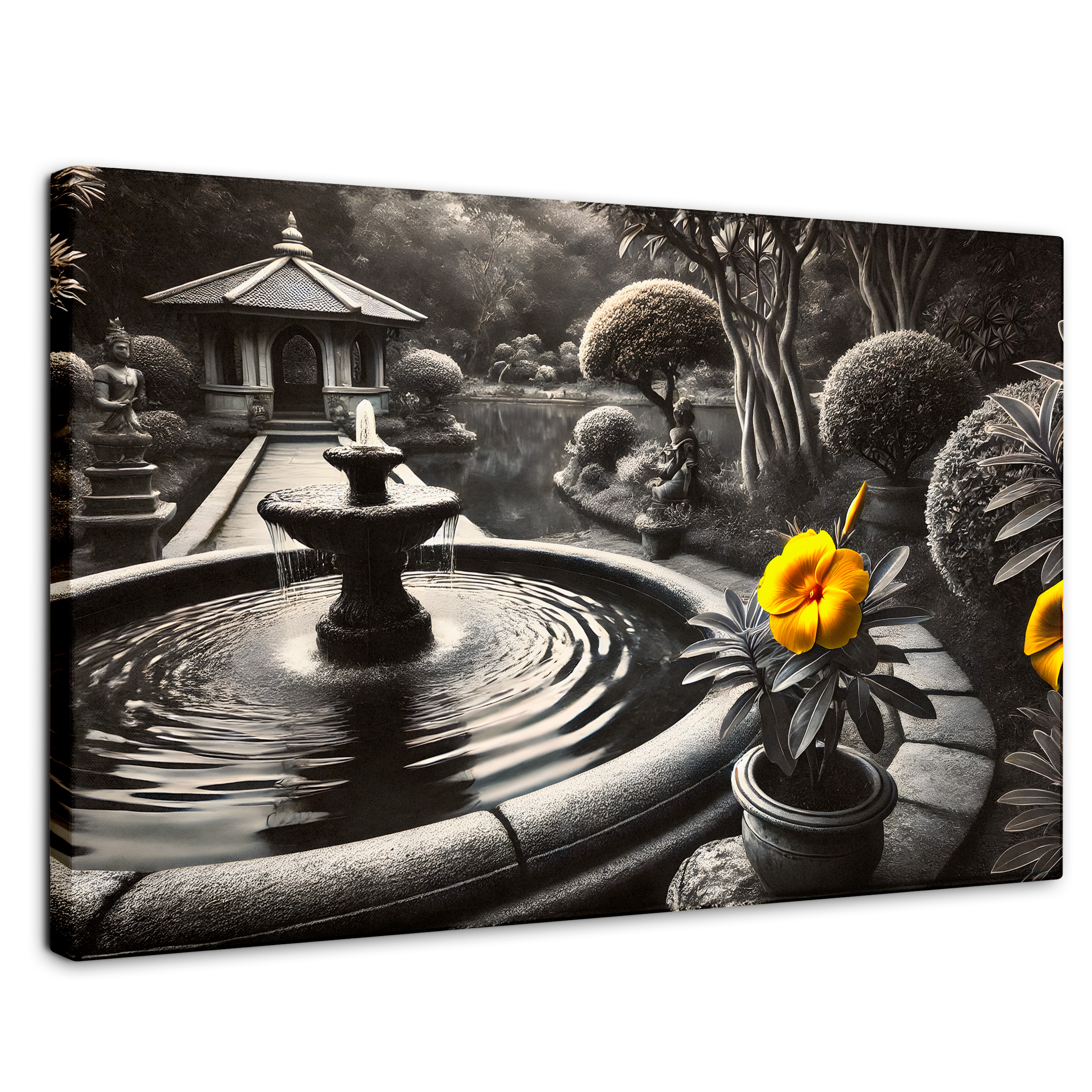Cuadro Blanco Y Negro Canvas Florecer Y Fluir 90x60