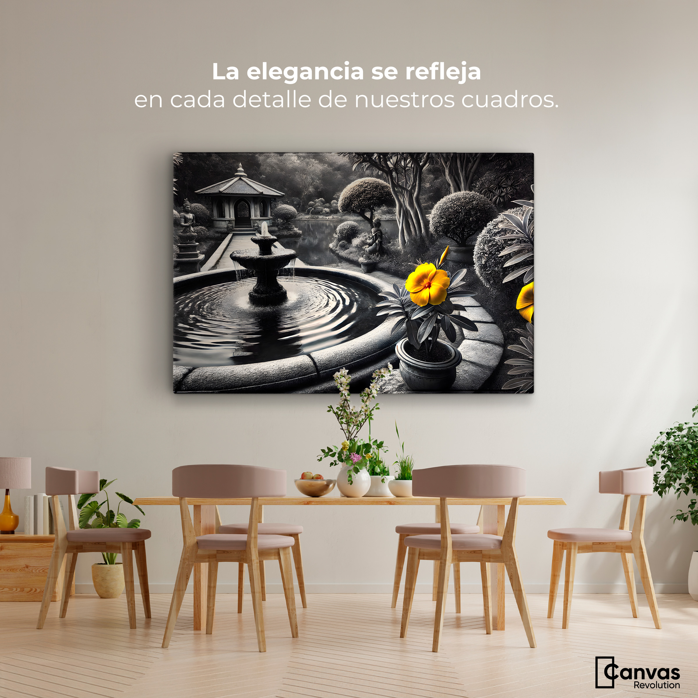 Foto 3 pulgar | Cuadro Blanco Y Negro Canvas Florecer Y Fluir 90x60