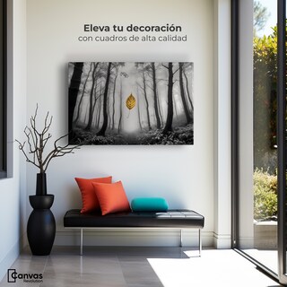Foto 3 | Cuadro Blanco Y Negro Canvas Hoja En Silencio 90x60