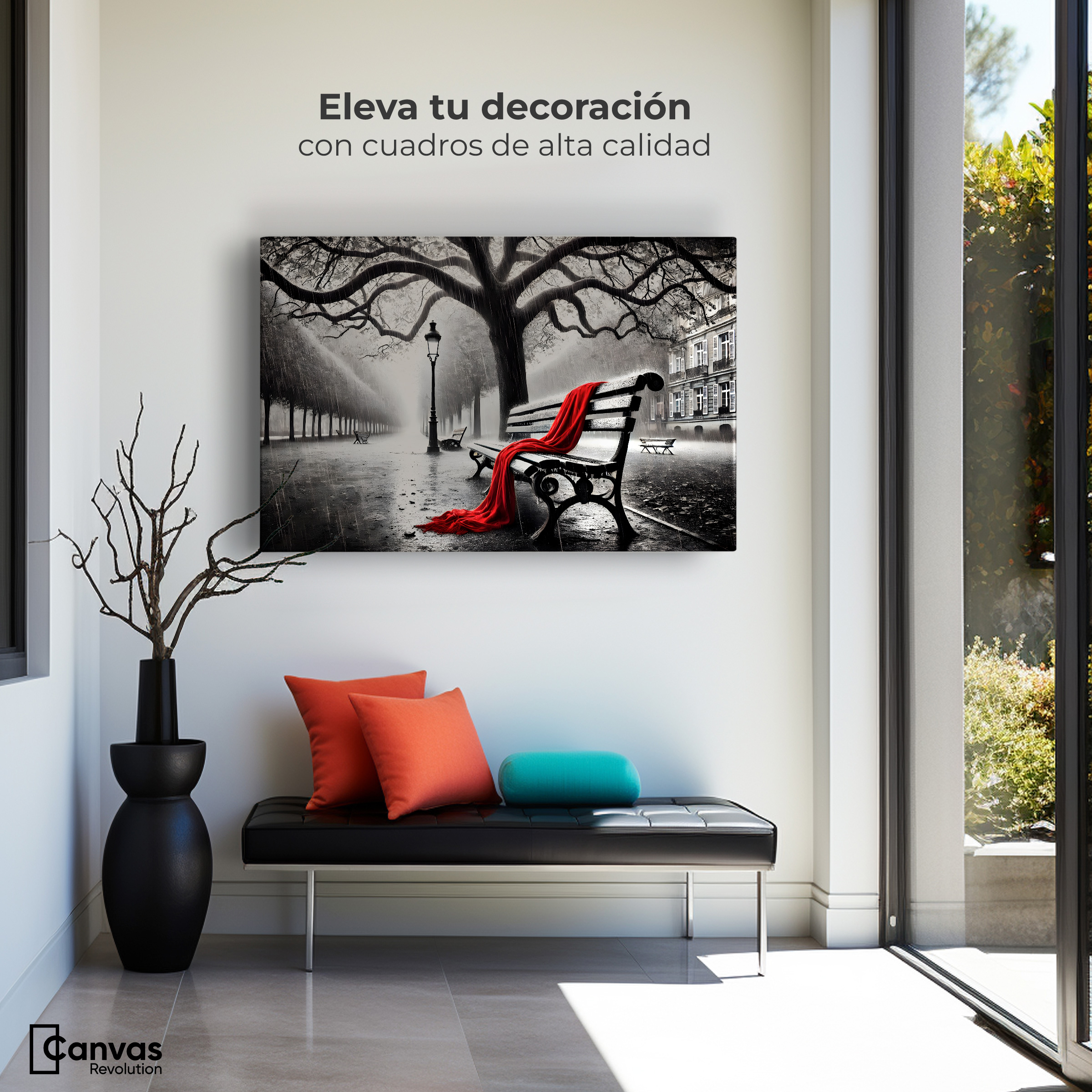 Foto 4 pulgar | Cuadro Blanco Y Negro Canvas Banca De Pasión 90x60