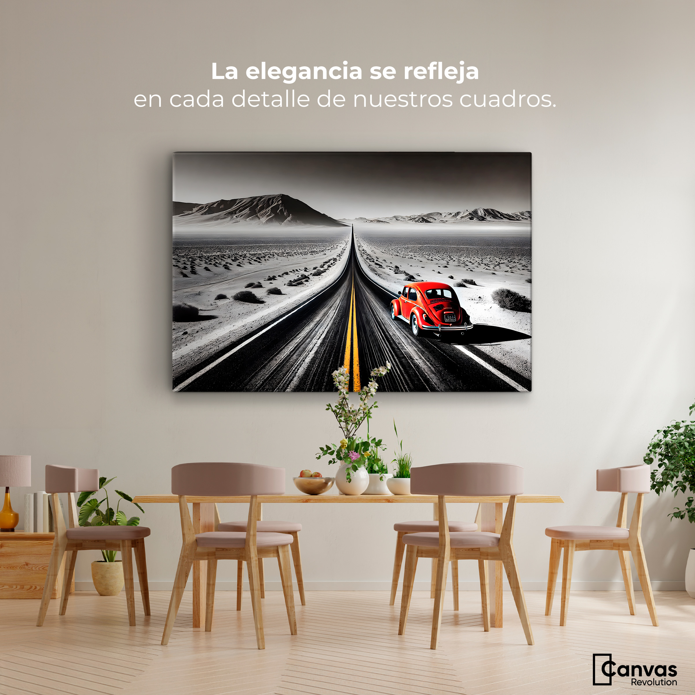 Foto 3 pulgar | Cuadro Blanco Y Negro Canvas Aventura Roja 90x60