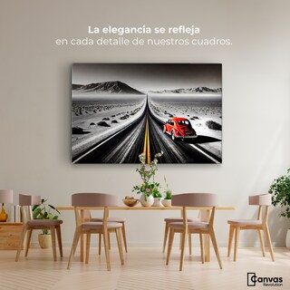 Foto 2 | Cuadro Blanco Y Negro Canvas Aventura Roja 90x60