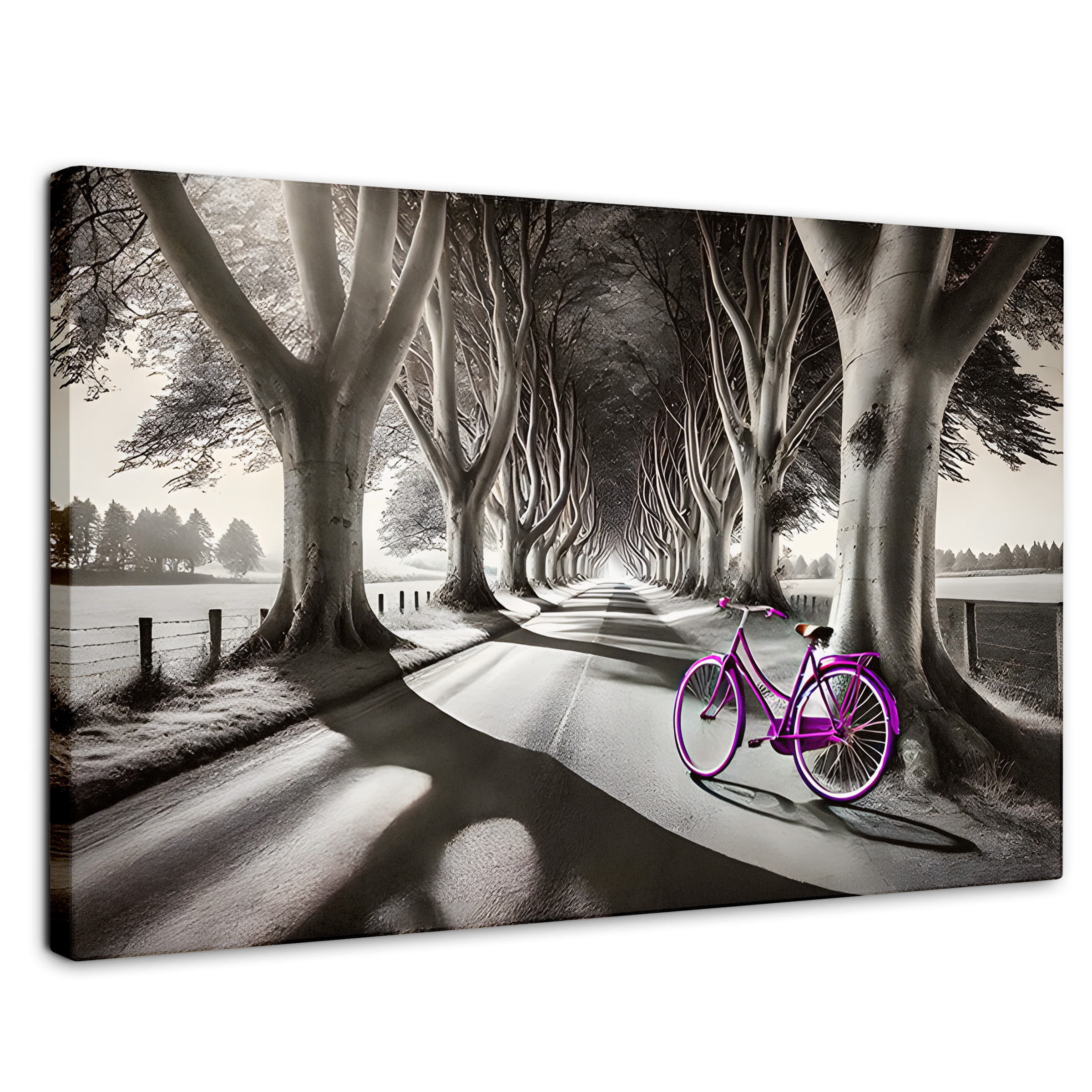 Cuadro Blanco Y Negro Canvas Morado Natural 90x60