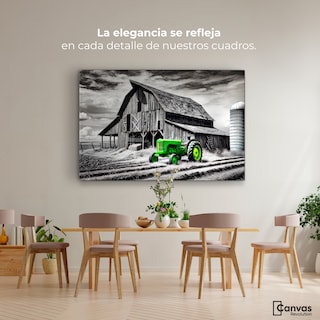 Foto 2 | Cuadro Blanco Y Negro Canvas Verde En La Granja 90x60
