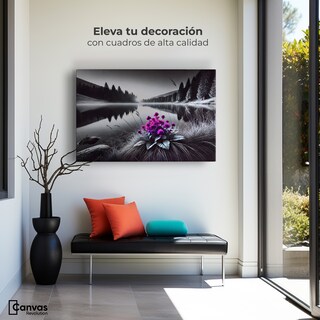 Foto 2 | Cuadro Blanco Y Negro Canvas Flores En El Agua 90x60