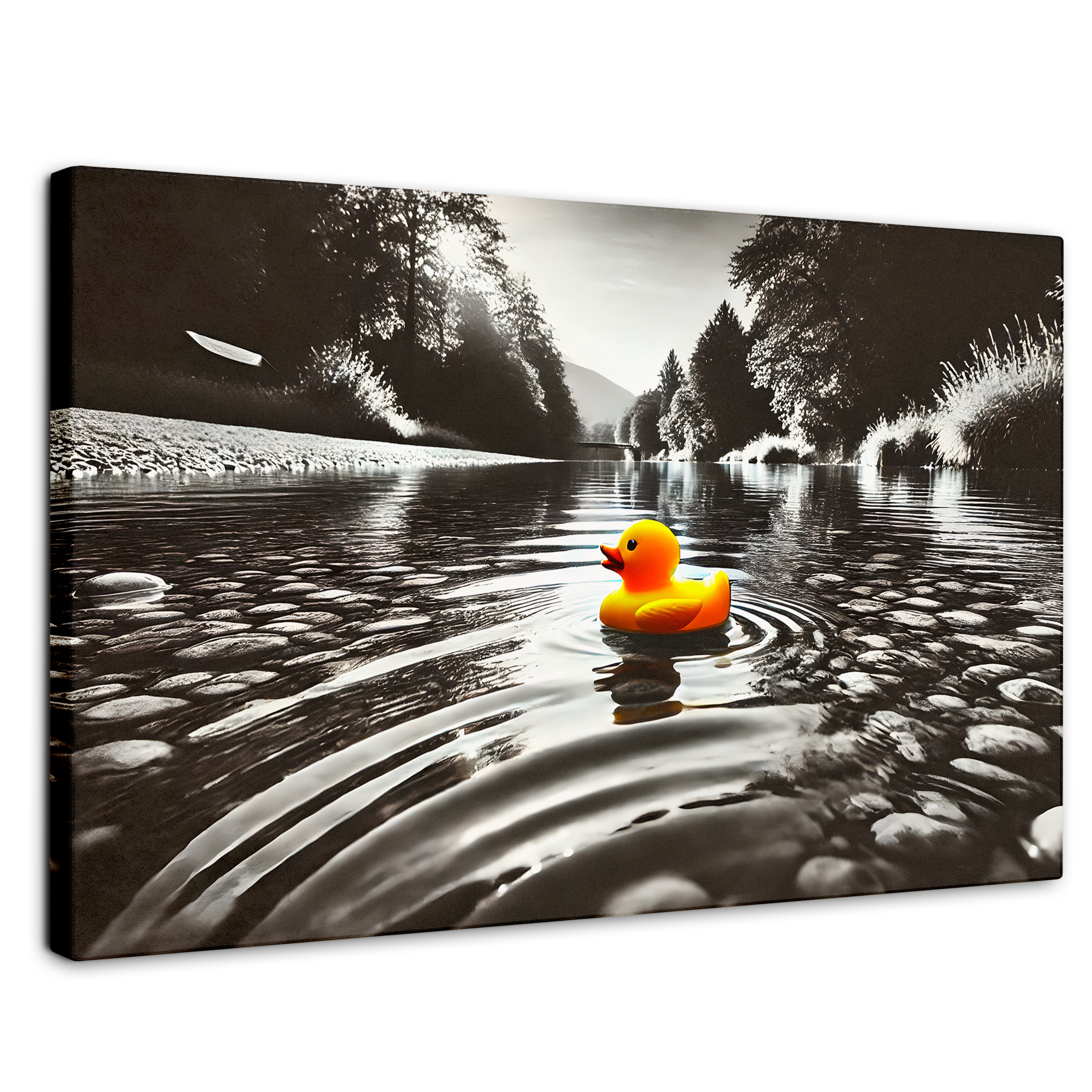 Cuadro Blanco Y Negro Canvas Flotando Solo 90x60