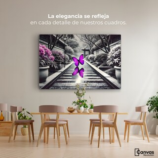 Foto 2 | Cuadro Blanco Y Negro Canvas Jardín En Vuelo 90x60